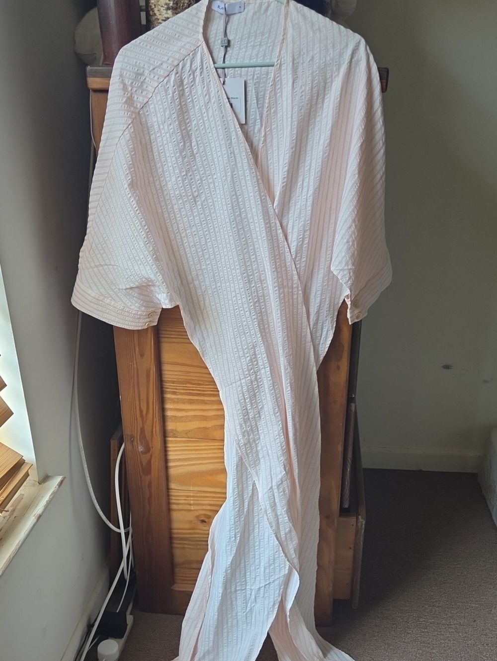 Light Pink Textured Wrap Shirt